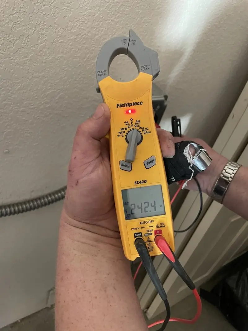 Voltage testing with clamp meter during Generator Installation in Rockmart